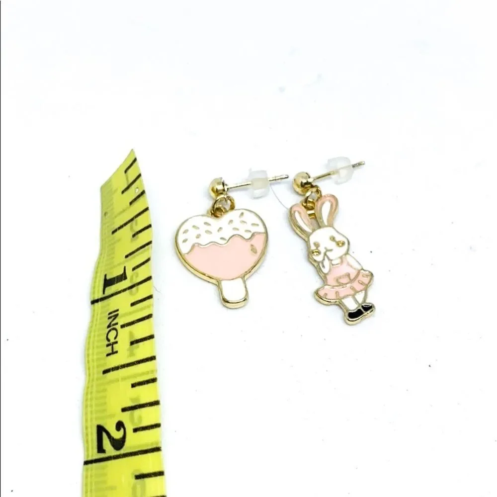 NWT Bunny Heart Kid’s Gold Dangle Earrings